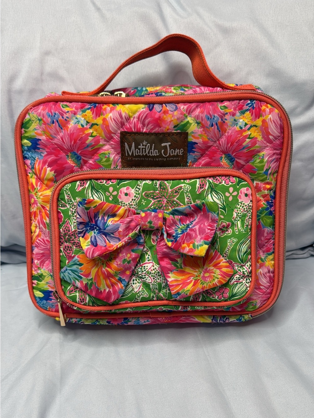 Matilda Jane Vibrant Pink & Green Floral Bow Lunch Bag